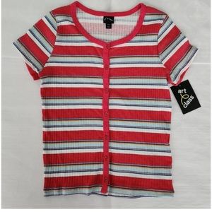 Art Class Girls Striped Short Sleeve Top